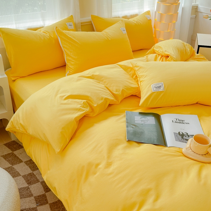 91家纺网 家纺一手货源 找家纺 （总）花香四季家纺 2025新款全棉13376纯棉素色四件套系列床单床笠枕套单品