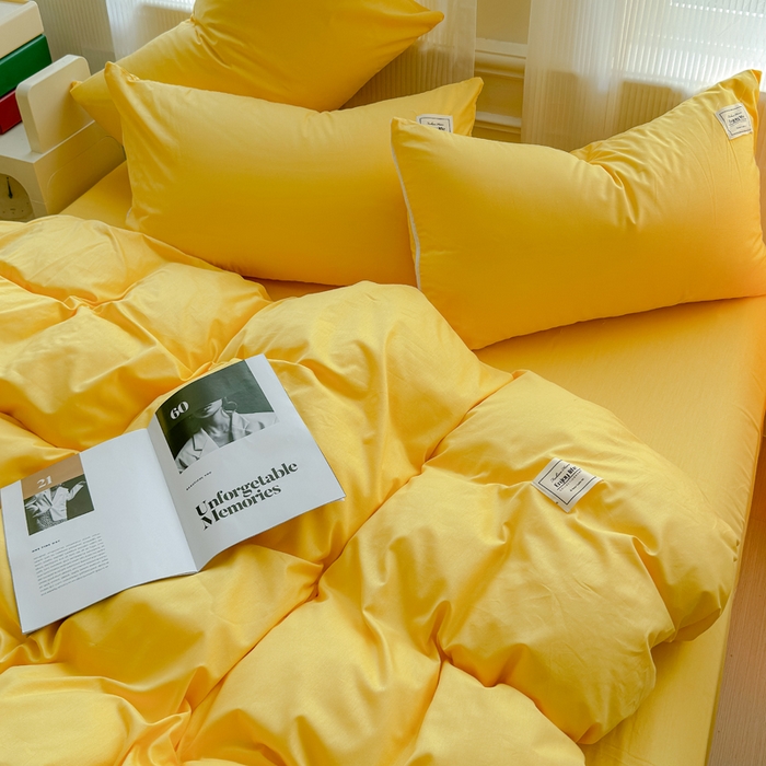 91家纺网 家纺一手货源 找家纺 （总）花香四季家纺 2025新款全棉13376纯棉素色四件套系列床单床笠枕套单品