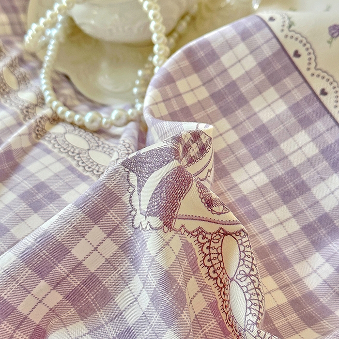 91家纺网 家纺一手货源 找家纺 易辰美 2025新款法式公主风夹棉床盖四件套 艾薇尔-紫