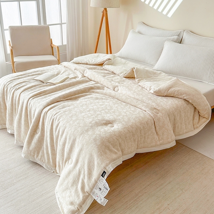 91家纺网 家纺一手货源 找家纺 （总）欧夏家纺 2025新款日式棉麻四季被春秋被冬被-圣之花