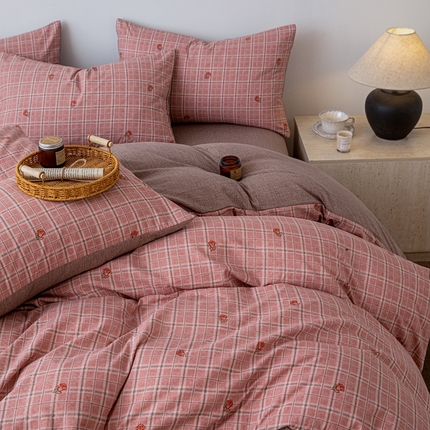 91家纺网 家纺一手货源 找家纺 （总）芯贝儿 2025秋冬新品加厚原麻复古风亚麻皱皱双层纱水洗m四件套