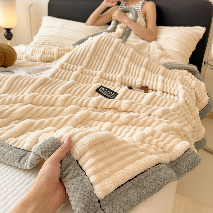 91家纺网 家纺一手货源 找家纺 （总）世纪绒品 2025新款A类子母条兔毛绒毛毯