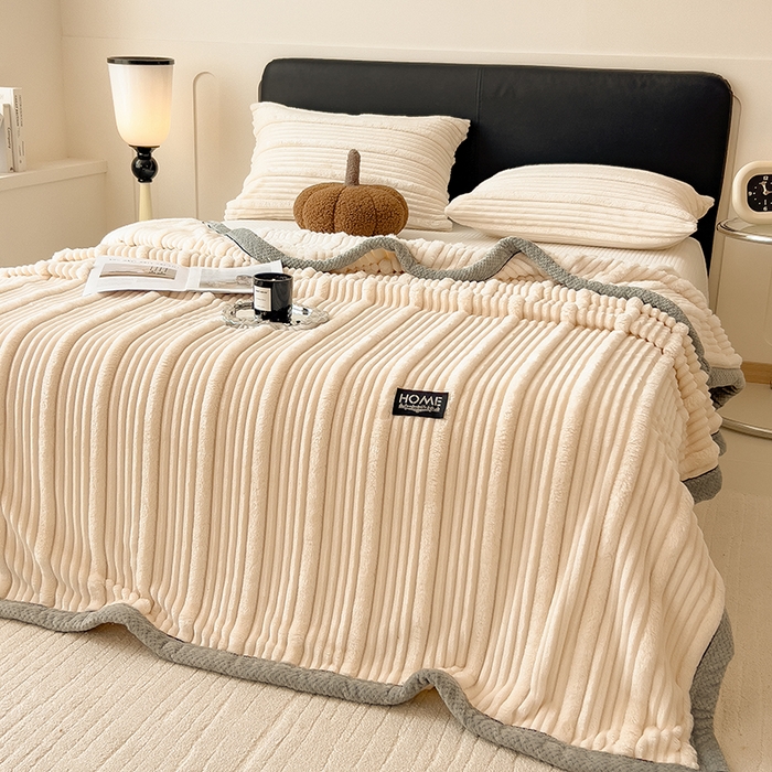 91家纺网 家纺一手货源 找家纺 （总）世纪绒品 2025新款A类子母条兔毛绒毛毯