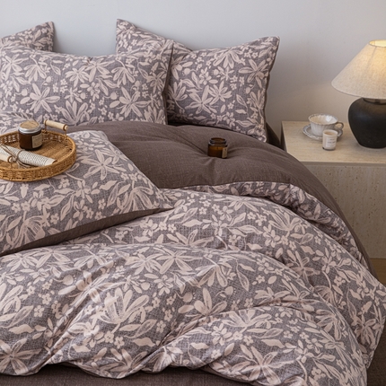 91家纺网 家纺一手货源 找家纺 （总）芯贝儿 2025秋冬新品加厚原麻复古风亚麻皱皱双层纱水洗m四件套