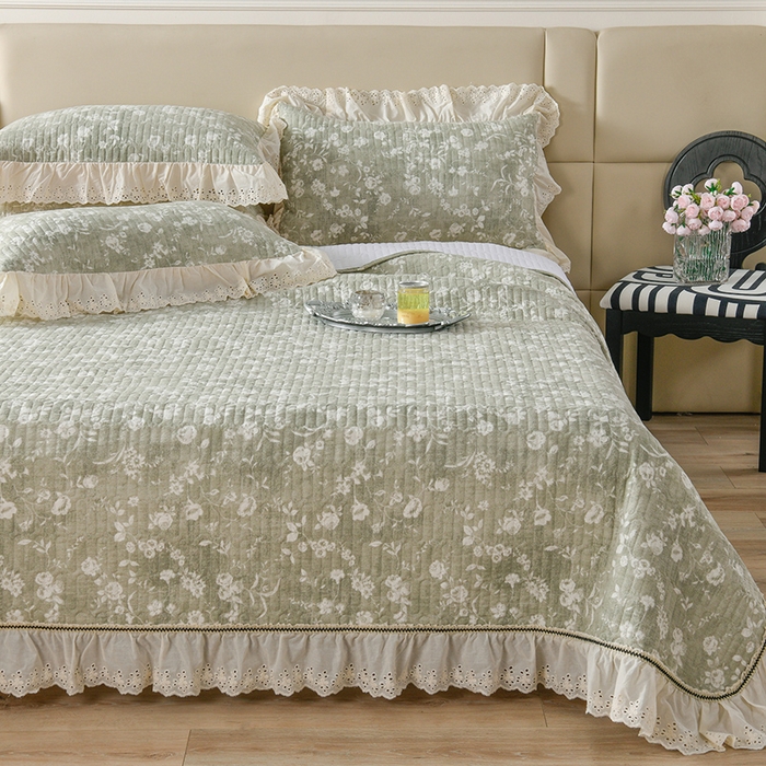 91家纺网 家纺一手货源 找家纺 （总）家之硕家纺 2025秋冬款原麻亚麻皱皱纱复古印花床盖四件套