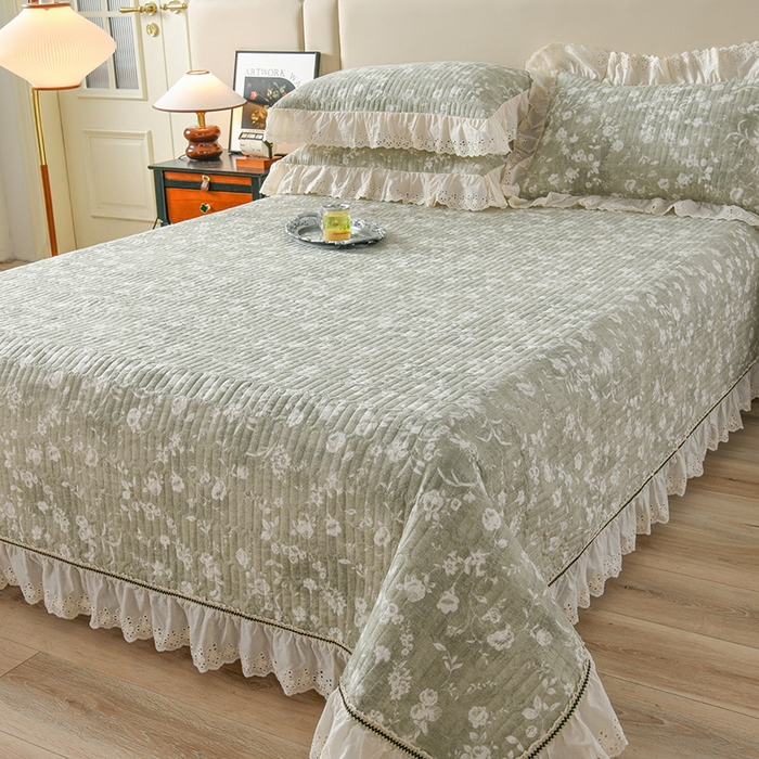 91家纺网 家纺一手货源 找家纺 （总）家之硕家纺 2025秋冬款原麻亚麻皱皱纱复古印花床盖四件套