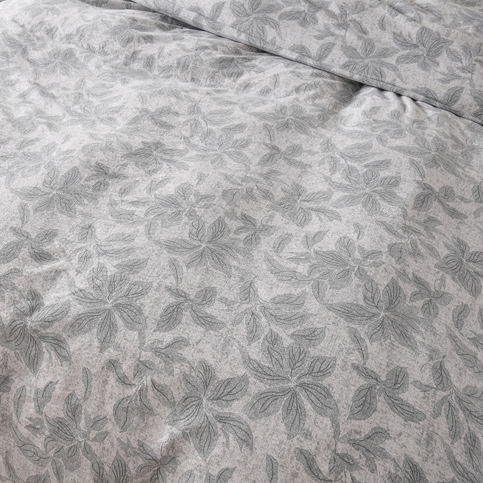 91家纺网 家纺一手货源 找家纺 家之硕家纺 2025秋冬款原麻亚麻皱皱纱复古印花床盖四件套 一叶知秋