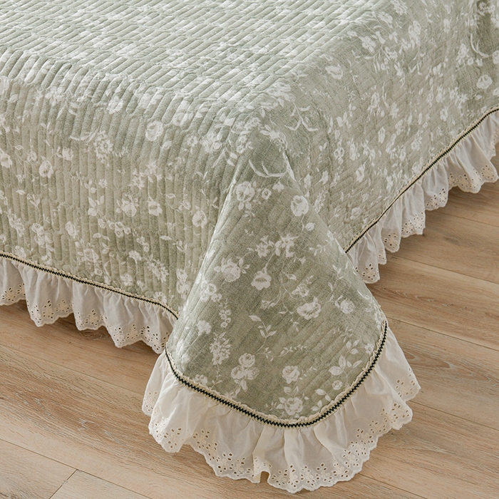 91家纺网 家纺一手货源 找家纺 （总）家之硕家纺 2025秋冬款原麻亚麻皱皱纱复古印花床盖四件套