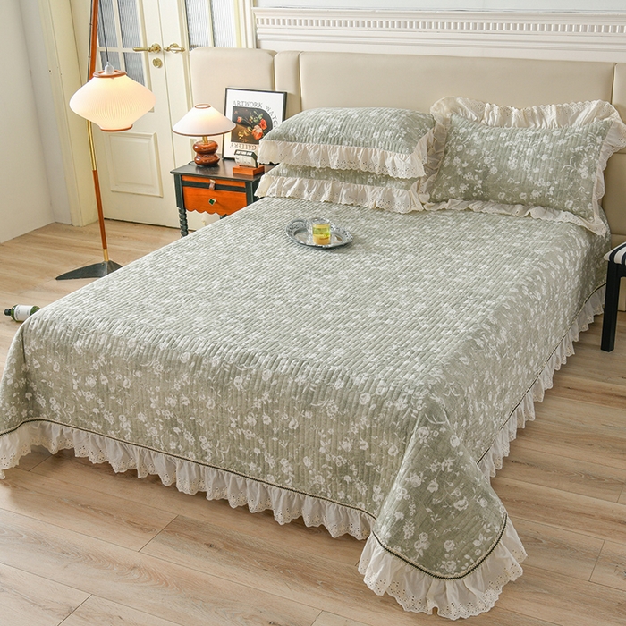 91家纺网 家纺一手货源 找家纺 （总）家之硕家纺 2025秋冬款原麻亚麻皱皱纱复古印花床盖四件套