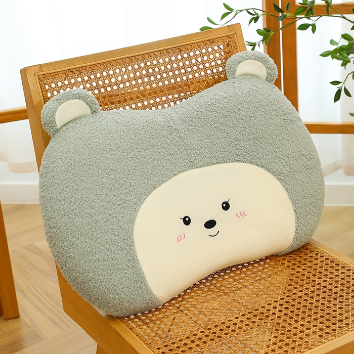 91家纺网 家纺一手货源 找家纺 诺可 2025新款泰迪绒记忆枕枕头枕芯-卡通款 泰迪绒猫肚枕-灰