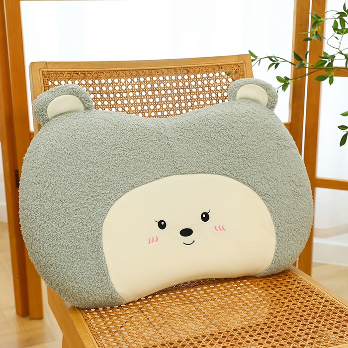 91家纺网 家纺一手货源 找家纺 诺可 2025新款泰迪绒记忆枕枕头枕芯-卡通款 泰迪绒猫肚枕-灰