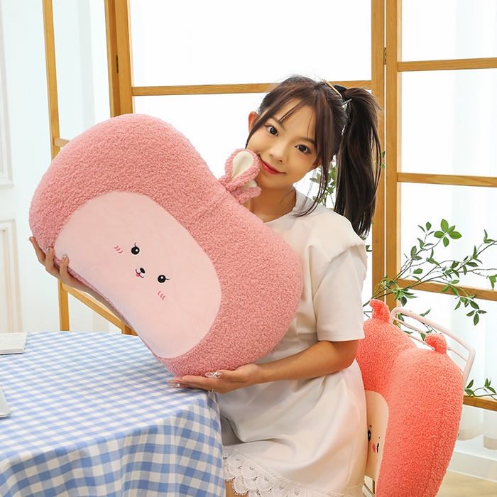 91家纺网 家纺一手货源 找家纺 诺可 2025新款泰迪绒记忆枕枕头枕芯-卡通款 泰迪绒猫肚枕-浅粉