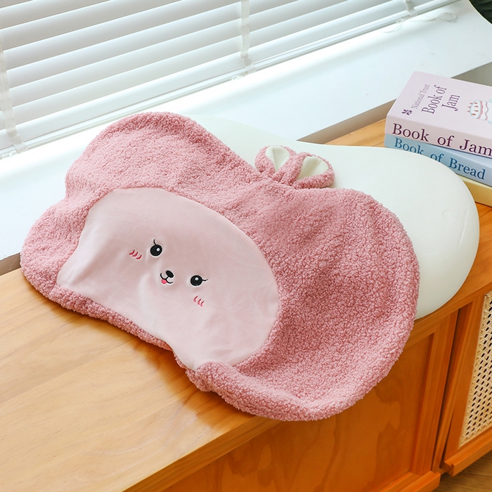 91家纺网 家纺一手货源 找家纺 诺可 2025新款泰迪绒记忆枕枕头枕芯-卡通款 泰迪绒猫肚枕-浅粉