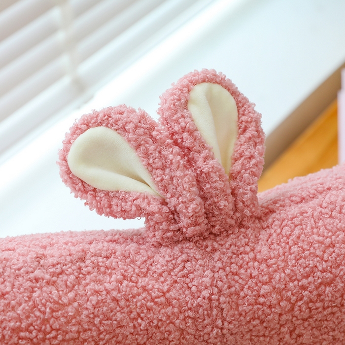 91家纺网 家纺一手货源 找家纺 诺可 2025新款泰迪绒记忆枕枕头枕芯-卡通款 泰迪绒猫肚枕-浅粉