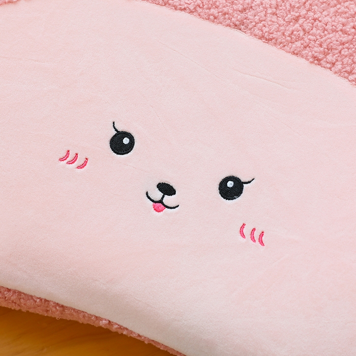 91家纺网 家纺一手货源 找家纺 诺可 2025新款泰迪绒记忆枕枕头枕芯-卡通款 泰迪绒猫肚枕-浅粉