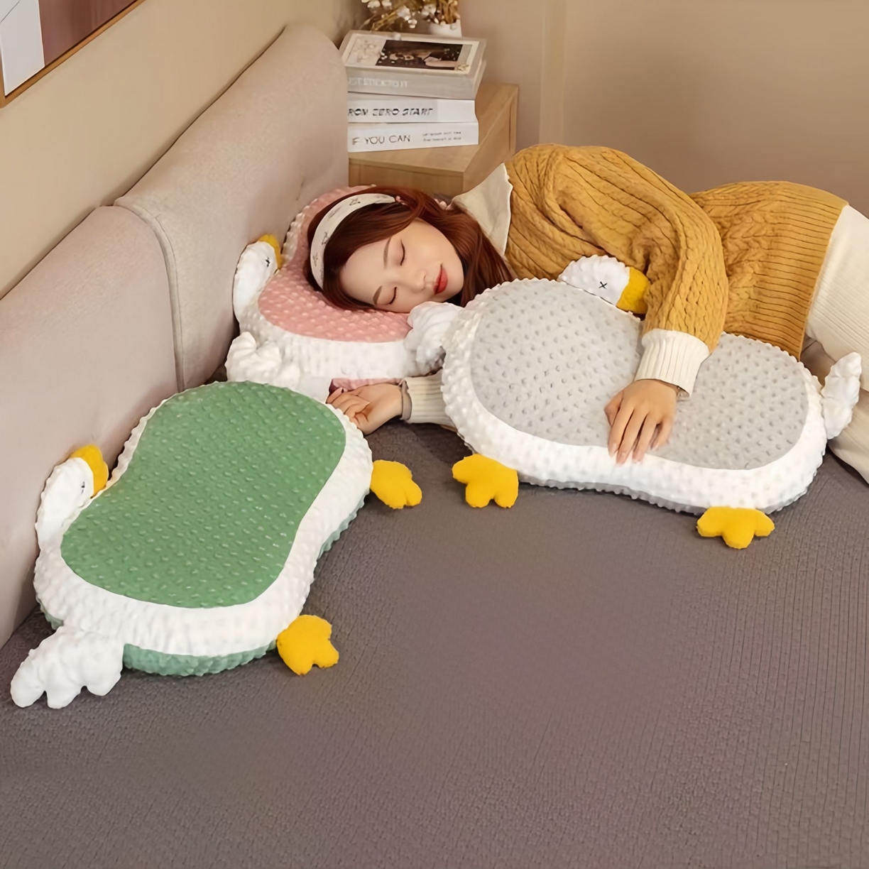 诺可 2025新款双面绒豆豆记忆枕枕头枕芯-大鹅款 大鹅粉