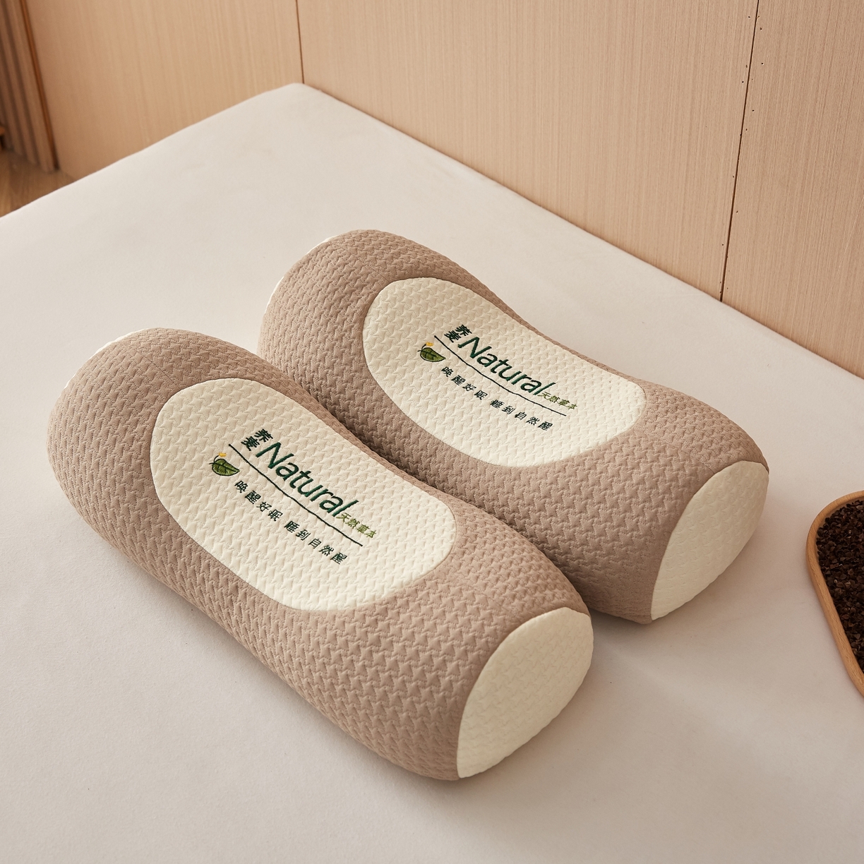 91家纺网 家纺一手货源 找家纺 眠多宝2025新款天然草本荞麦枕枕头枕芯针织刺绣大凉山荞麦 浅咖