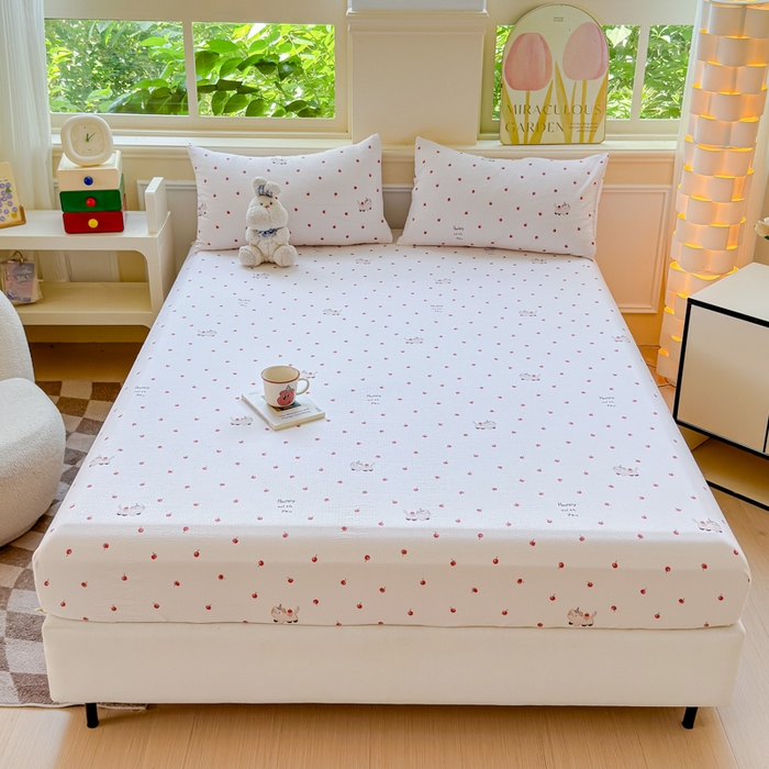 91家纺网 家纺一手货源 找家纺 （总）眠多宝2025新款皱皱纱双层纱床笠三件套直播热款