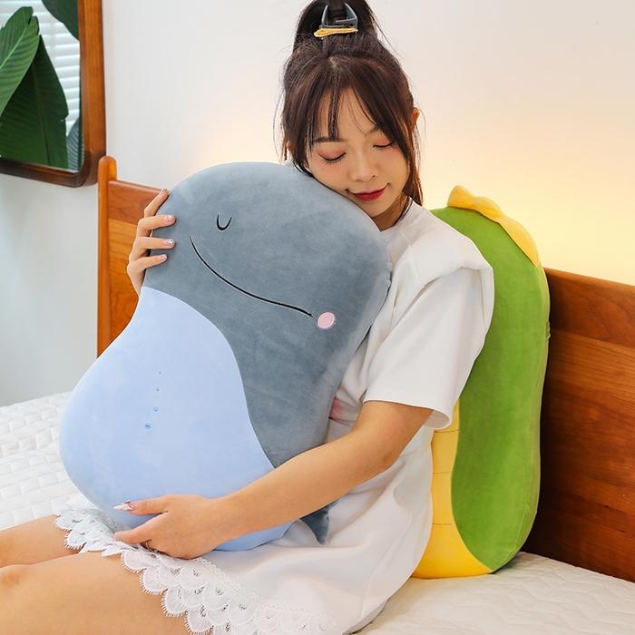 91家纺网 家纺一手货源 找家纺 诺可 2025新款卡通氨超猫肚枕 枕头枕芯 蓝+浅灰