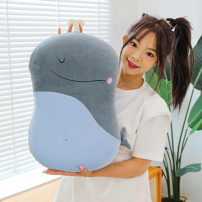 91家纺网 家纺一手货源 找家纺 诺可 2025新款卡通氨超猫肚枕 枕头枕芯 蓝+浅灰