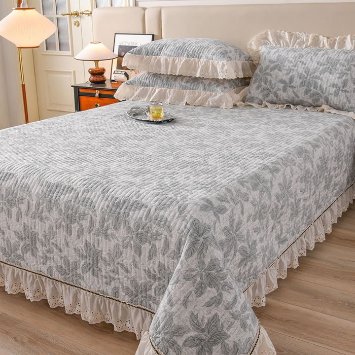 91家纺网 家纺一手货源 找家纺 （总）家之硕家纺 2025秋冬款原麻亚麻皱皱纱复古印花床盖单品