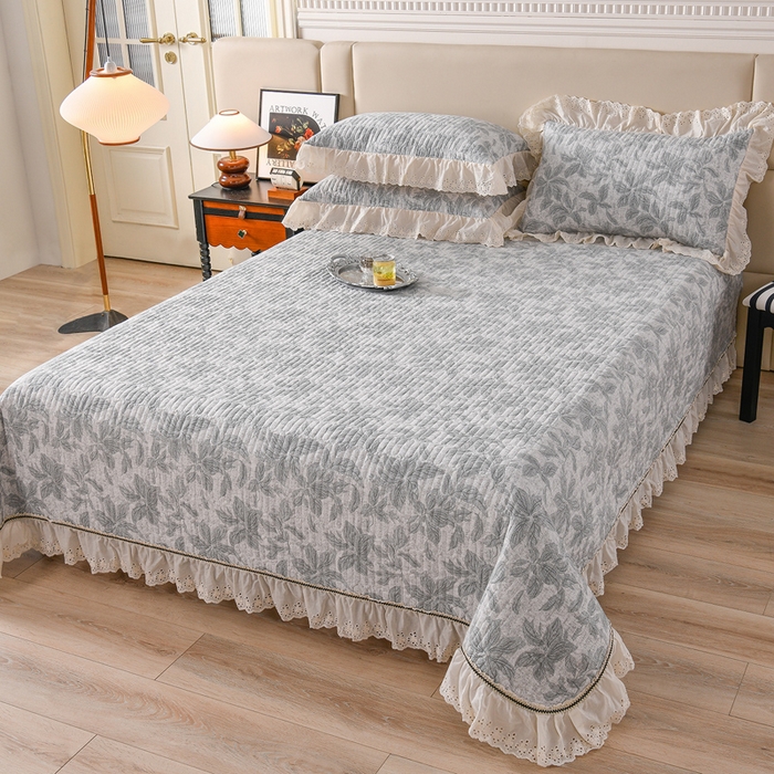 91家纺网 家纺一手货源 找家纺 （总）家之硕家纺 2025秋冬款原麻亚麻皱皱纱复古印花床盖单品