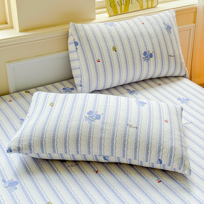 91家纺网 家纺一手货源 找家纺 （总）眠多宝2025新款皱皱纱双层纱床笠三件套直播热款