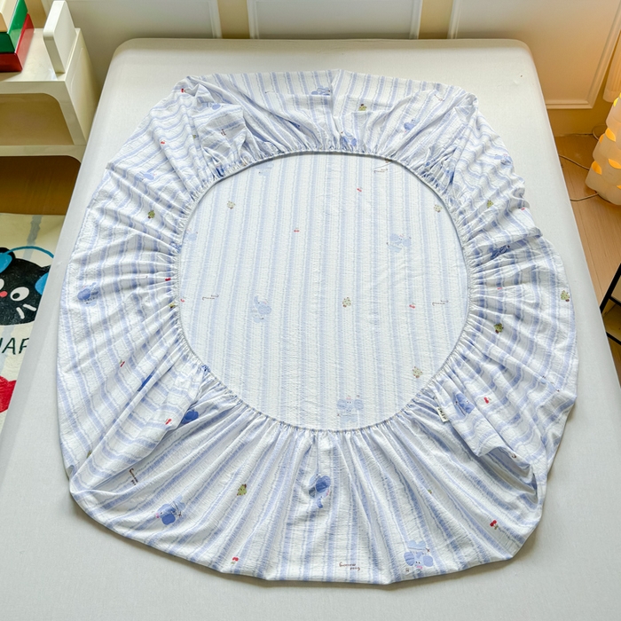 91家纺网 家纺一手货源 找家纺 （总）眠多宝2025新款皱皱纱双层纱床笠三件套直播热款