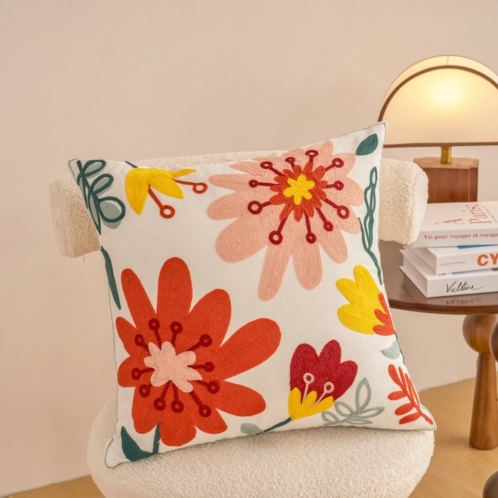 诺可 2025新款田园风全棉毛巾绣刺绣抱枕枕头枕芯 太阳花