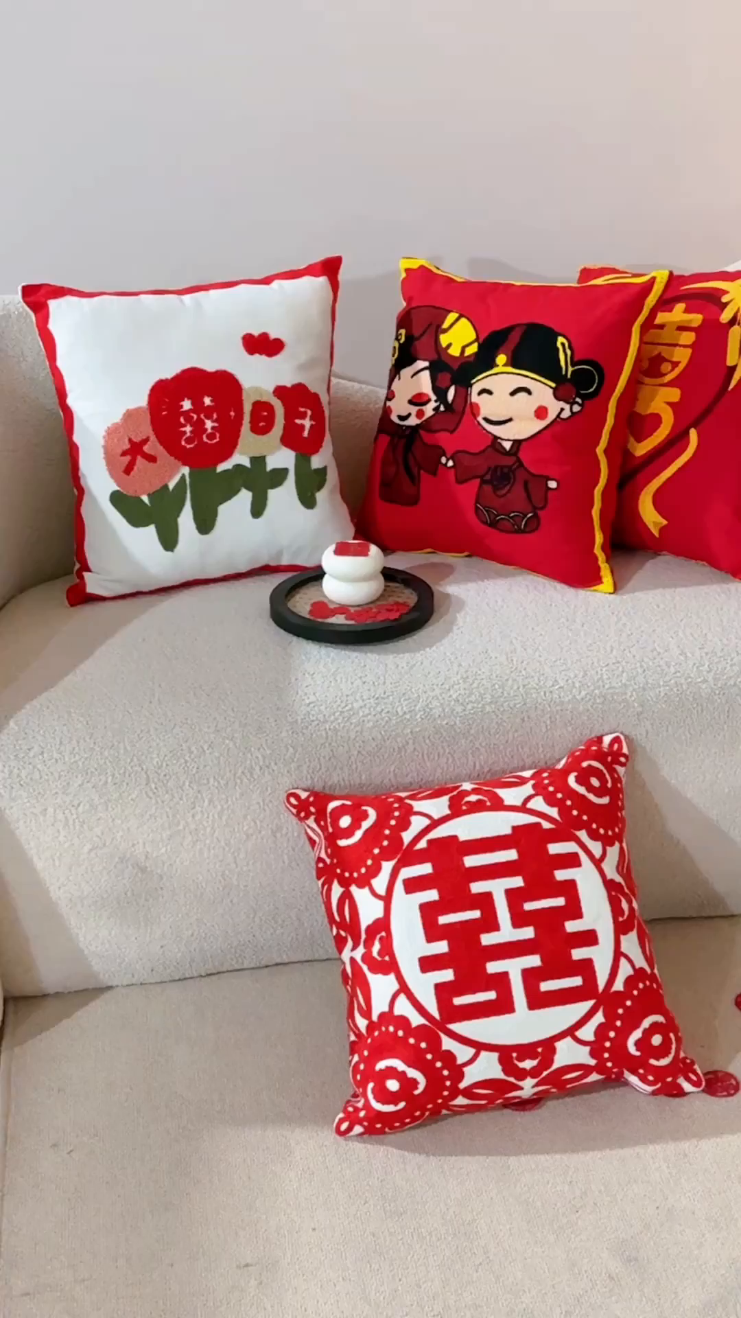 91家纺网 家纺一手货源 找家纺 （总）诺可 2025新款全棉帆布刺绣婚庆系列毛巾绣抱枕枕头枕芯