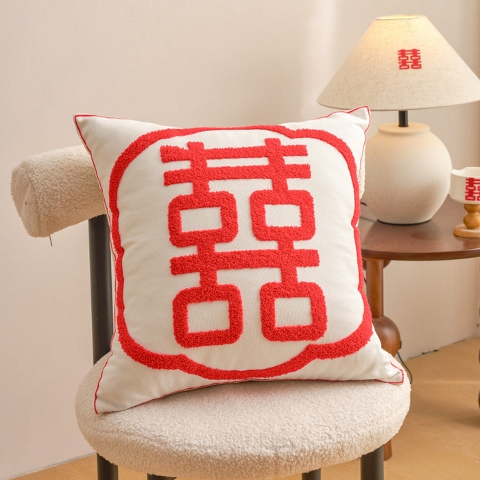 91家纺网 家纺一手货源 找家纺 （总）诺可 2025新款全棉帆布刺绣婚庆系列毛巾绣抱枕枕头枕芯