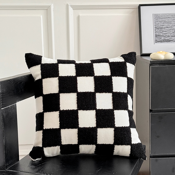 91家纺网 家纺一手货源 找家纺 （总）诺可 2025新款全棉黑白简约系毛巾绣抱枕枕头枕芯