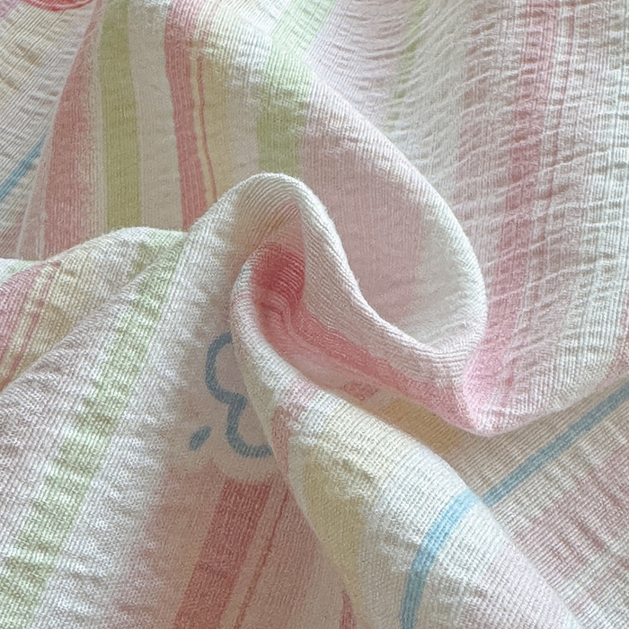 91家纺网 家纺一手货源 找家纺 眠多宝2025新款皱皱纱双层纱床笠三件套直播热款 彩色条纹