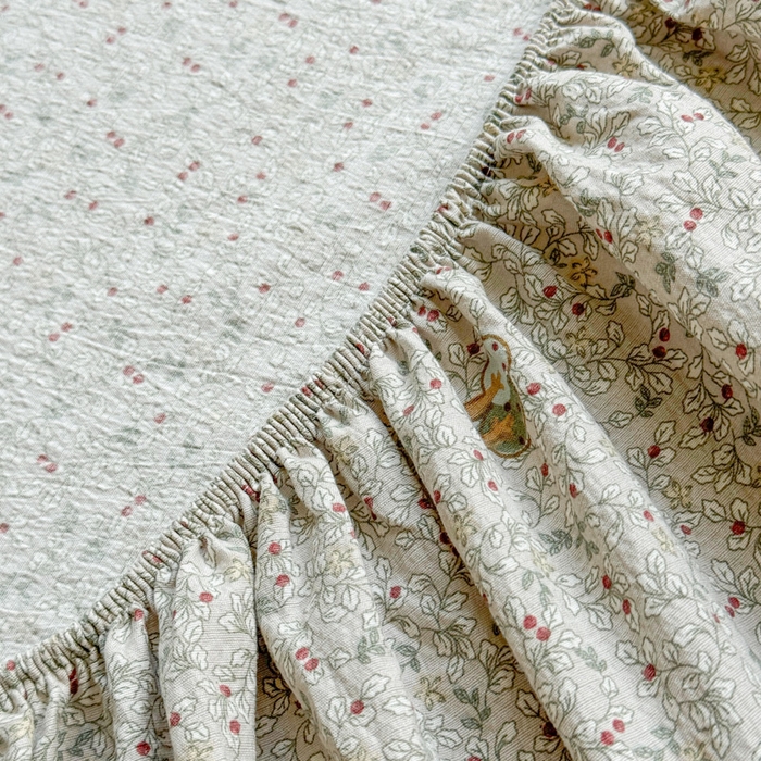 91家纺网 家纺一手货源 找家纺 眠多宝2025新款皱皱纱双层纱床笠三件套直播热款 乐趣