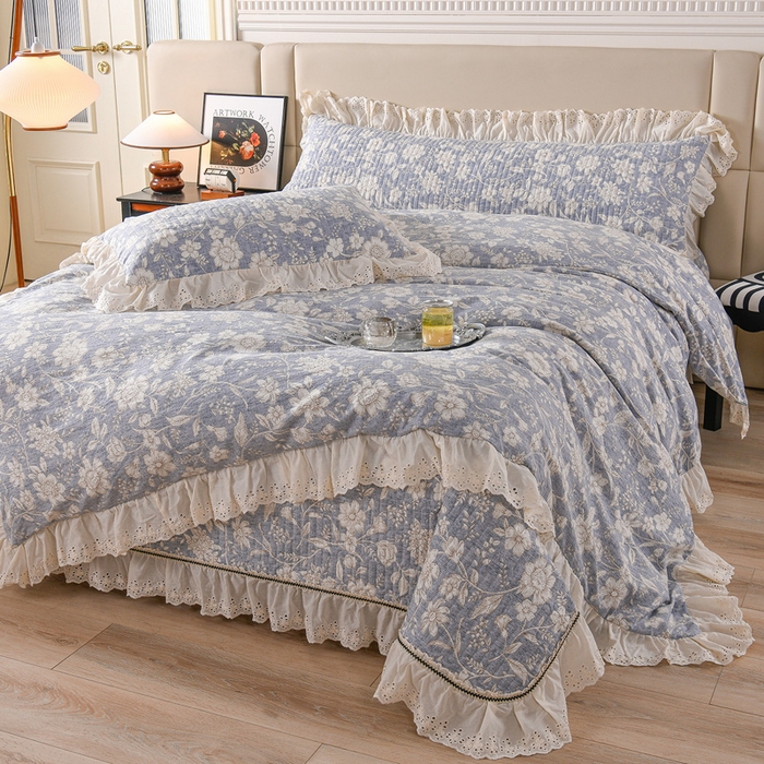 91家纺网 家纺一手货源 找家纺 家之硕家纺 2025秋冬新款原麻亚麻皱皱纱复古印花单枕套枕套单件单品枕套 繁花