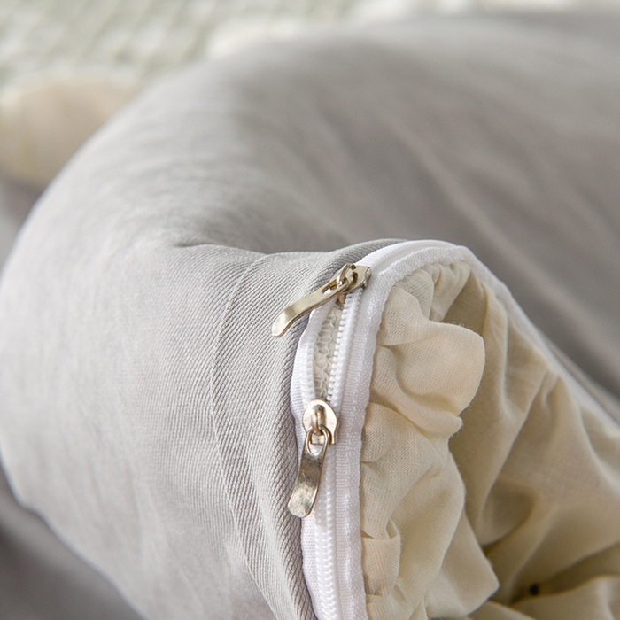 91家纺网 家纺一手货源 找家纺 家之硕家纺 2025秋冬新款原麻亚麻皱皱纱复古印花单枕套枕套单件单品枕套 风华绿