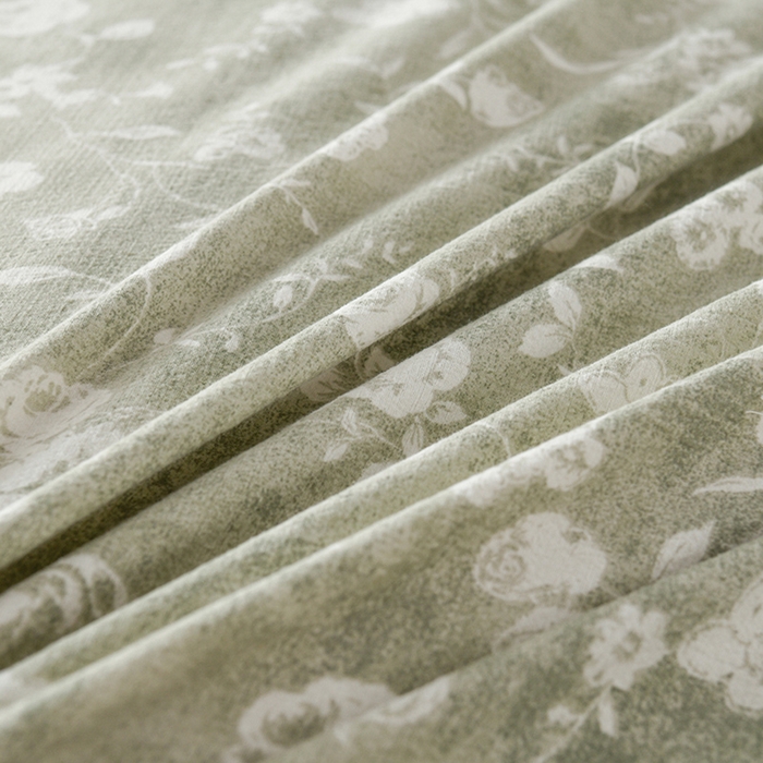 91家纺网 家纺一手货源 找家纺 家之硕家纺 2025秋冬新款原麻亚麻皱皱纱复古印花单枕套枕套单件单品枕套 风华绿