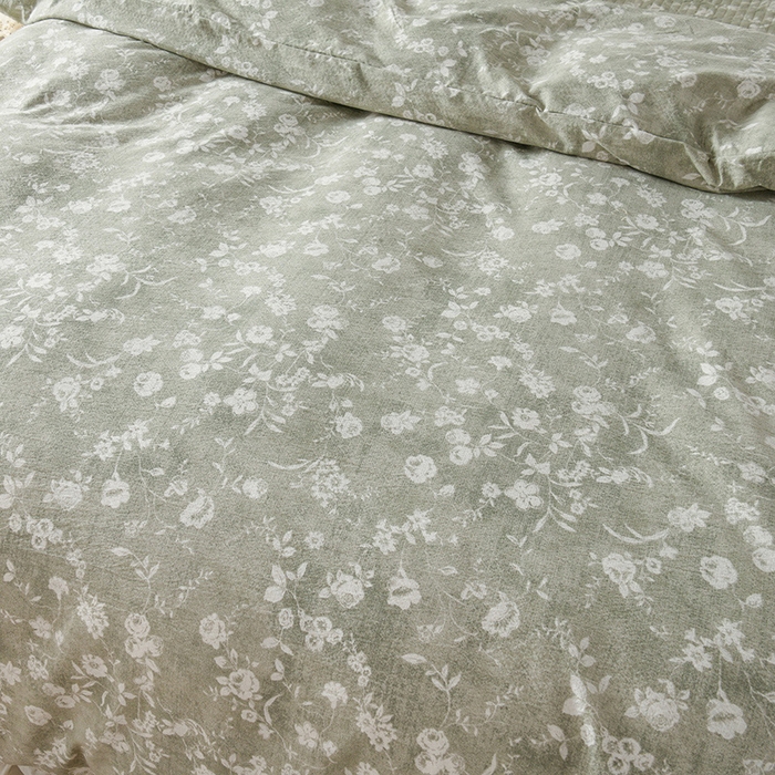 91家纺网 家纺一手货源 找家纺 家之硕家纺 2025秋冬新款原麻亚麻皱皱纱复古印花单枕套枕套单件单品枕套 风华绿