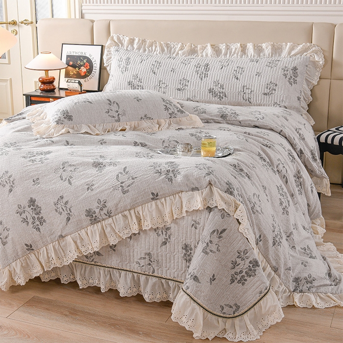 91家纺网 家纺一手货源 找家纺 家之硕家纺 2025秋冬新款原麻亚麻皱皱纱复古印花单枕套枕套单件单品枕套 叶玲珑