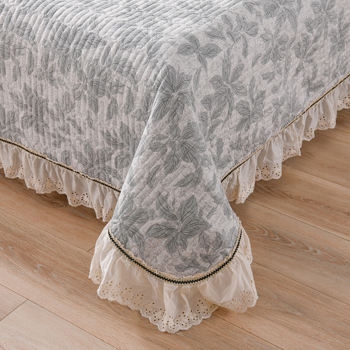 91家纺网 家纺一手货源 找家纺 家之硕家纺 2025秋冬新款原麻亚麻皱皱纱复古印花单枕套枕套单件单品枕套 一叶知秋