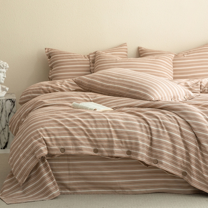 （总）库里梦家纺 2025新款皱皱纱亚麻纽扣式四件套