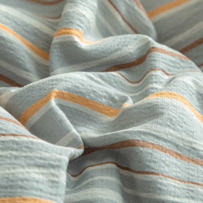 91家纺网 家纺一手货源 找家纺 库里梦家纺 2025新款皱皱纱亚麻纽扣式四件套 条纹-绿