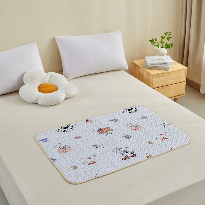 91家纺网 家纺一手货源 找家纺 芙绣家纺 2025新款亲肤棉隔尿垫婴儿童夏季防水透气可水洗大尺寸宝宝隔夜床单姨妈经期床垫 牛奶小狗