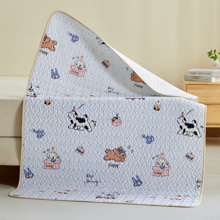 91家纺网 家纺一手货源 找家纺 芙绣家纺 2025新款亲肤棉隔尿垫婴儿童夏季防水透气可水洗大尺寸宝宝隔夜床单姨妈经期床垫 牛奶小狗