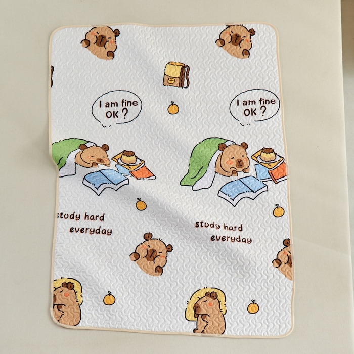 91家纺网 家纺一手货源 找家纺 芙绣家纺 2025新款亲肤棉隔尿垫婴儿童夏季防水透气可水洗大尺寸宝宝隔夜床单姨妈经期床垫 卡皮巴拉