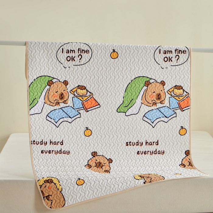 91家纺网 家纺一手货源 找家纺 芙绣家纺 2025新款亲肤棉隔尿垫婴儿童夏季防水透气可水洗大尺寸宝宝隔夜床单姨妈经期床垫 卡皮巴拉