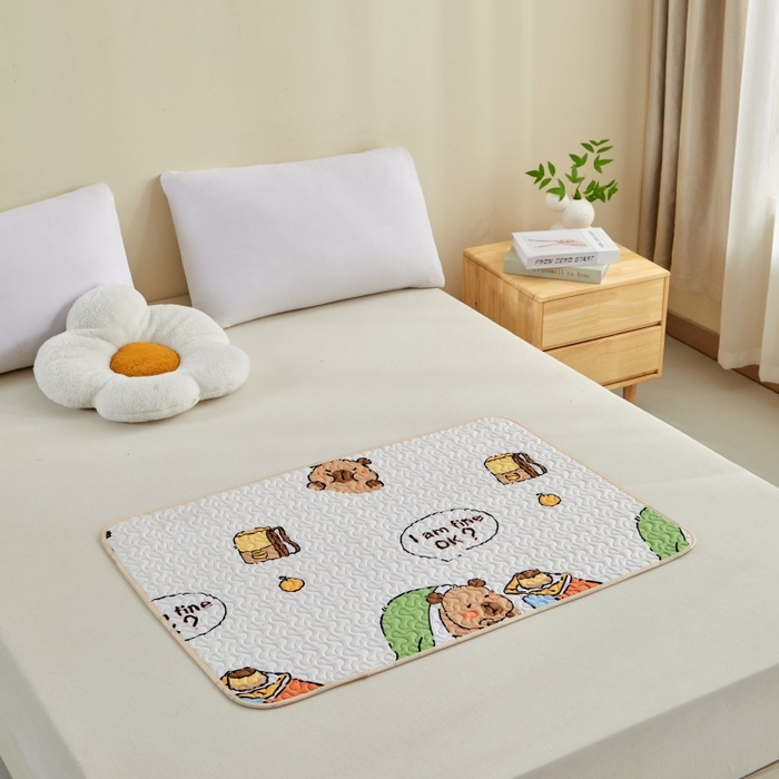 91家纺网 家纺一手货源 找家纺 芙绣家纺 2025新款亲肤棉隔尿垫婴儿童夏季防水透气可水洗大尺寸宝宝隔夜床单姨妈经期床垫 卡皮巴拉