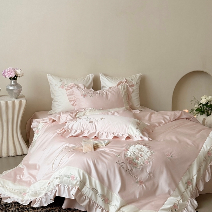 91家纺网 家纺一手货源 找家纺 （总）MIU缪家居 2025新款100支全棉纯棉四件套-玫瑰花园