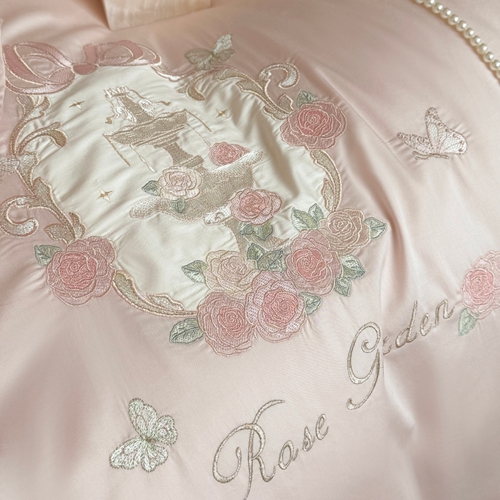 91家纺网 家纺一手货源 找家纺 MIU缪家居 2025新款100支全棉纯棉四件套-玫瑰花园 玫瑰花园-玫瑰粉