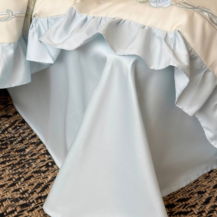 91家纺网 家纺一手货源 找家纺 MIU缪家居 2025新款100支全棉纯棉四件套-玫瑰花园 玫瑰花园-梦幻蓝